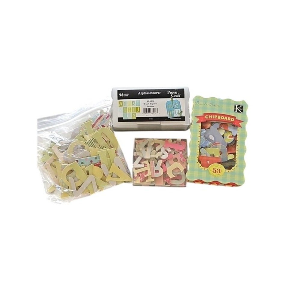 Provo Craft K&Company Chipboard Alphabet Shapes Letters Numbers Lot Multicolor